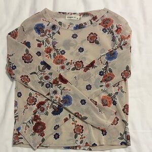 Ginger G Floral Long Sleeve Sheer Top size S